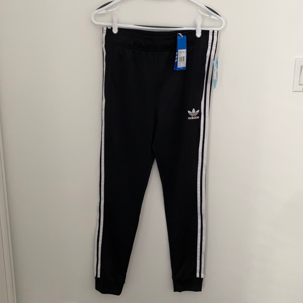 adidas Kids Black Sweatpants with White Stripes
